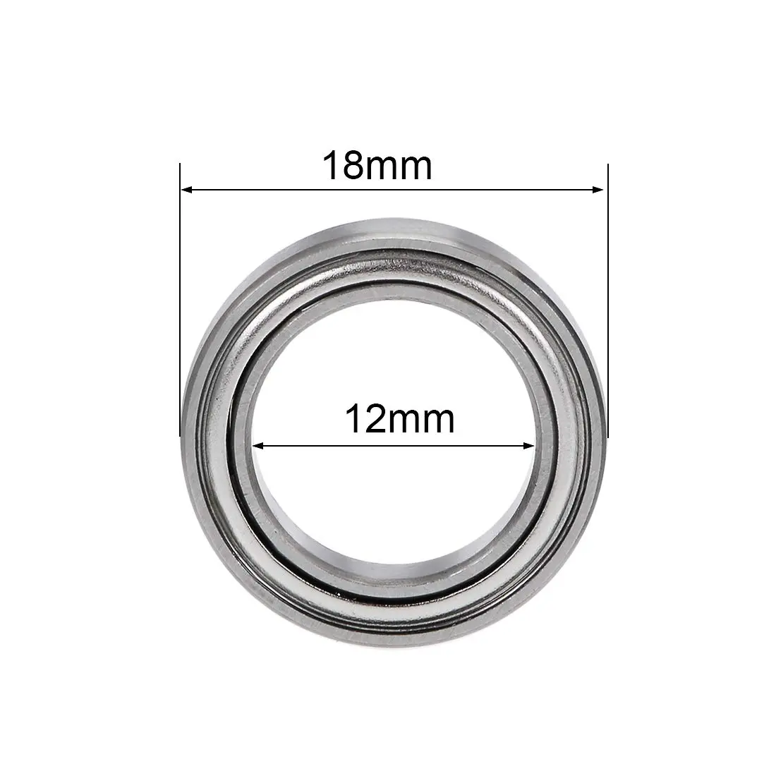 uxcell Deep Groove Ball Bearing 12mm x 18mm x 4mm | Double Shielded Chrome Steel, 10pcs - view 4