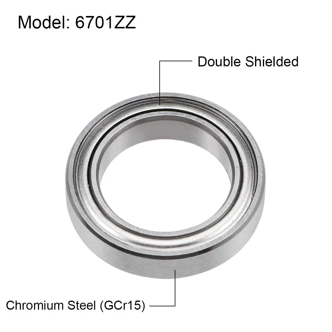 uxcell Deep Groove Ball Bearing 12mm x 18mm x 4mm | Double Shielded Chrome Steel, 10pcs - view 2