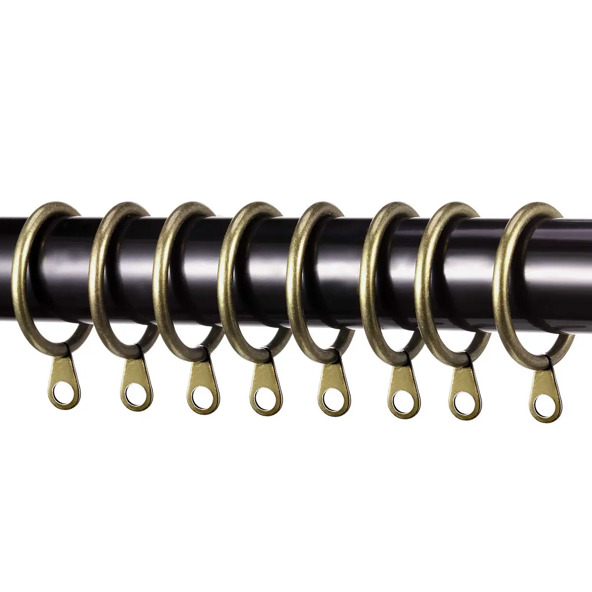 Shappy Antique Brass Curtain Rings with Hooks, 20 Pack Metal Rings for Pinch Pleat Drapes & Rods, 30mm Internal Diameter | Heavy Duty Sliding Eyelet - view 2