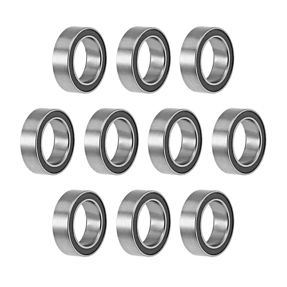 uxcell MR128-2RS Deep Groove Ball Bearings 8mm ID x 12mm OD x 3.5mm Bore, Double Sealed Chrome Steel, 10 Pcs | Industrial Grade Radial Ball Bearings - main product image