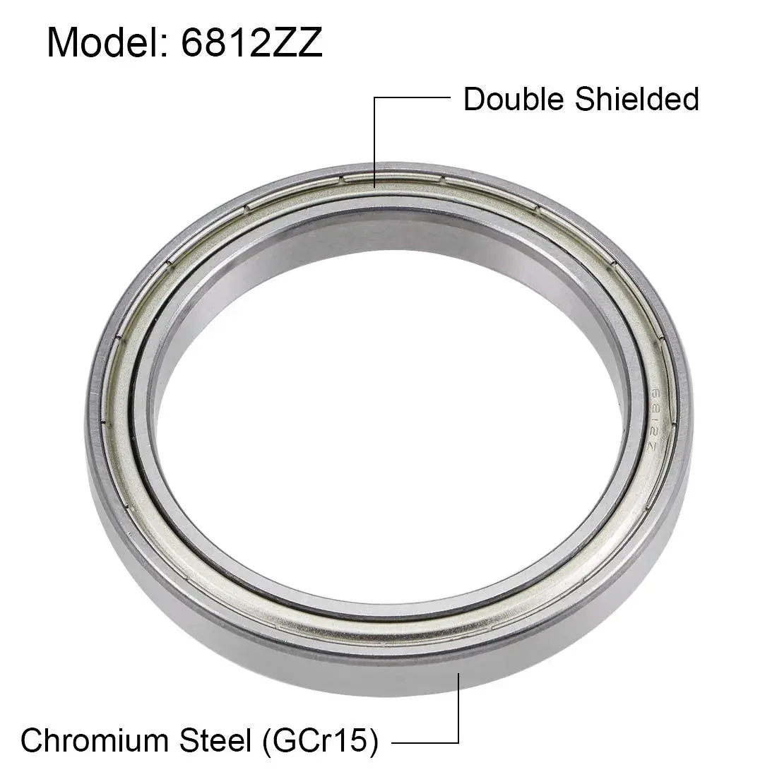 uxcell 6812ZZ Deep Groove Ball Bearings 60mm x 78mm x 10mm Double Shielded Chrome Steel 2pcs | Industrial Grade Radial Ball Bearings - view 2