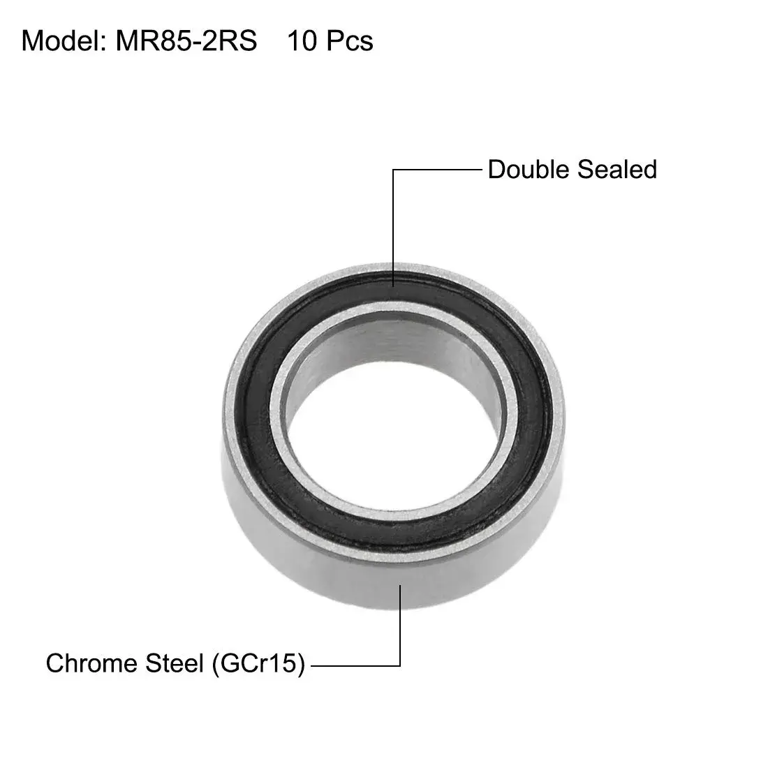 uxcell MR85-2RS 5mmx8mmx2.5mm Double Sealed Deep Groove Ball Bearings (10pcs) - view 2