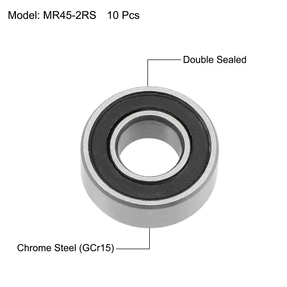 uxcell MR115-2RS Deep Groove Ball Bearings 5mm Inner Dia x 11mm OD x 4mm Bore, Double Sealed, Chrome Steel Z2, Pack of 10 - view 2