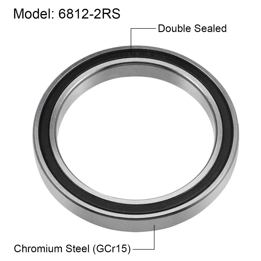 uxcell 6812-2RS Double Sealed Deep Groove Ball Bearings 60mm x 78mm x 10mm Chrome Steel | Radial Ball Bearing for Industrial Use - view 2