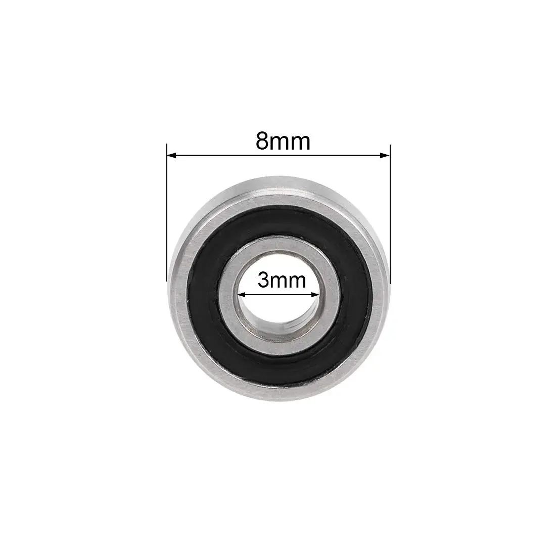 uxcell MR83-2RS 3mm x 8mm x 3mm Double Sealed Chrome Steel Deep Groove Ball Bearings (10pcs) - view 4