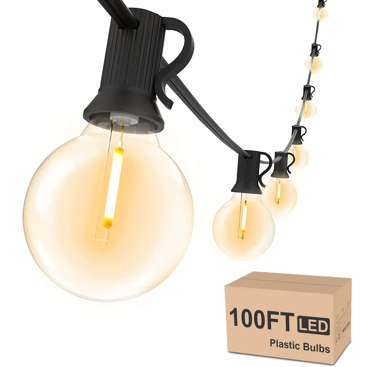 Svater Outdoor String Lights Waterproof 100 FT | Shatterproof LED Globe Bulbs for Patio & Garden - main product image