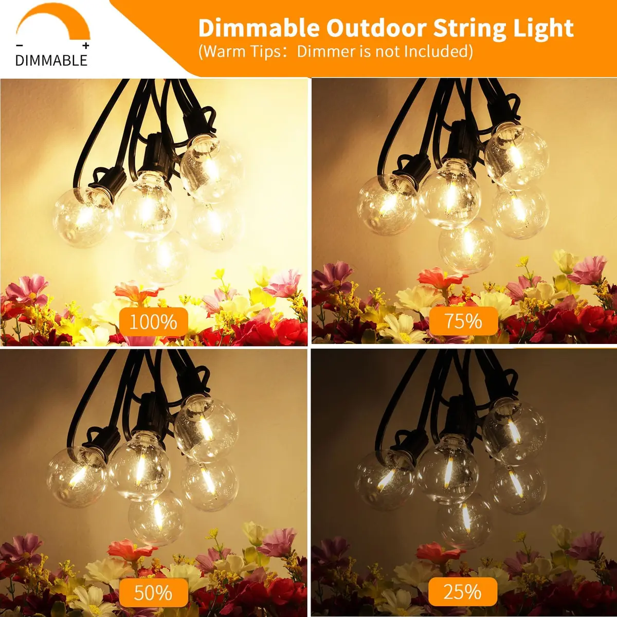 Svater Outdoor String Lights Waterproof 100 FT | Shatterproof LED Globe Bulbs for Patio & Garden - view 3
