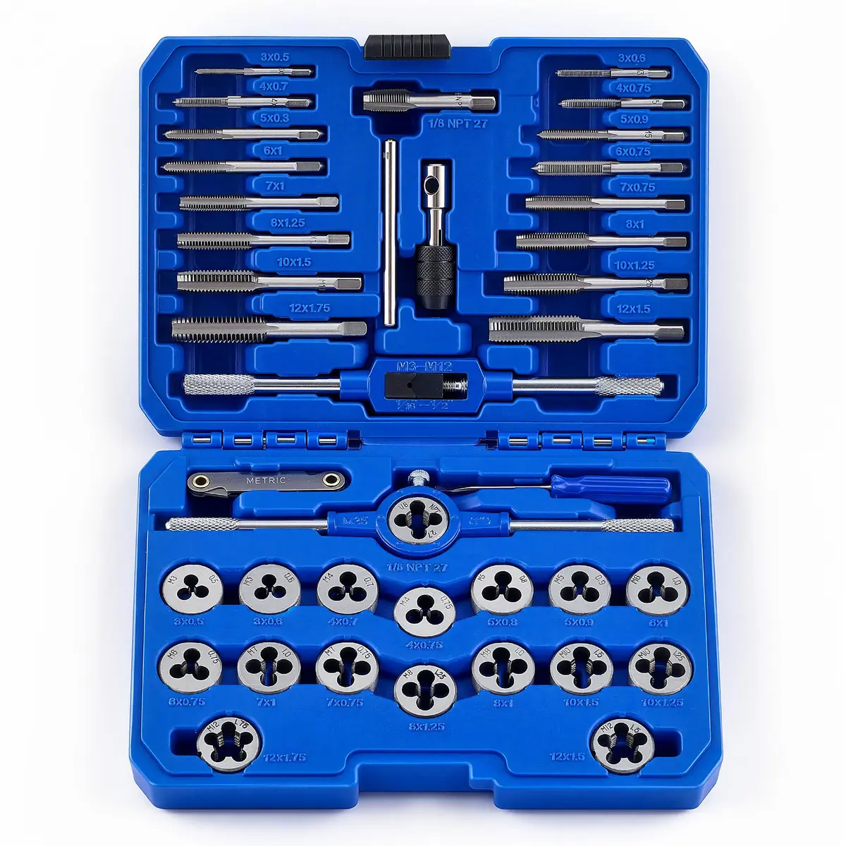 Orion Motor Tech Metric Tap and Die Set 40 Pc | Thread Repair & Cutting Kit with Wrenches - main product image