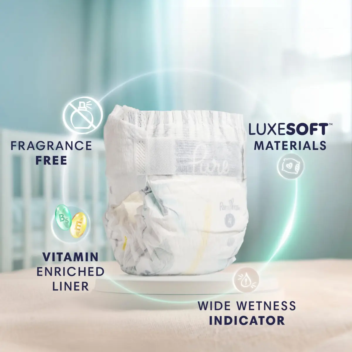 Pampers Pure Baby Diapers Size 1 (8-14 lbs) 132 Count | Hypoallergenic & Leakproof - view 2