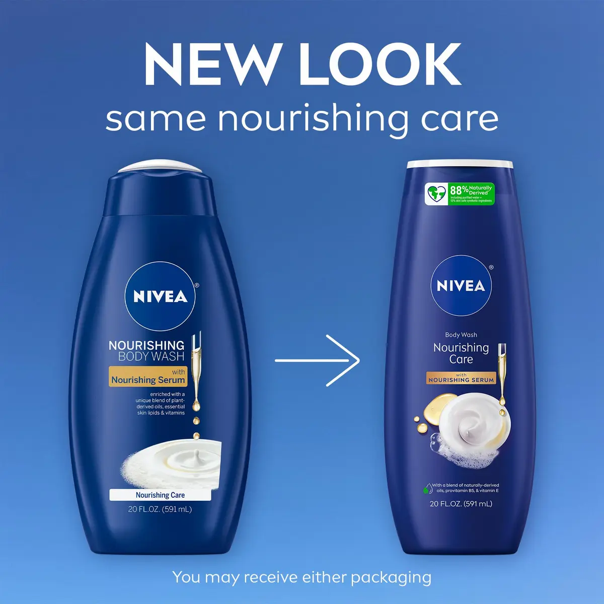 NIVEA Nourishing Care Body Wash, 20 Fl Oz | Hydrates Dry Skin with Naturally-Derived Oils - view 2