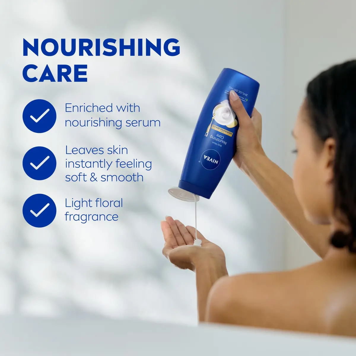 NIVEA Nourishing Care Body Wash, 20 Fl Oz | Hydrates Dry Skin with Naturally-Derived Oils - view 3