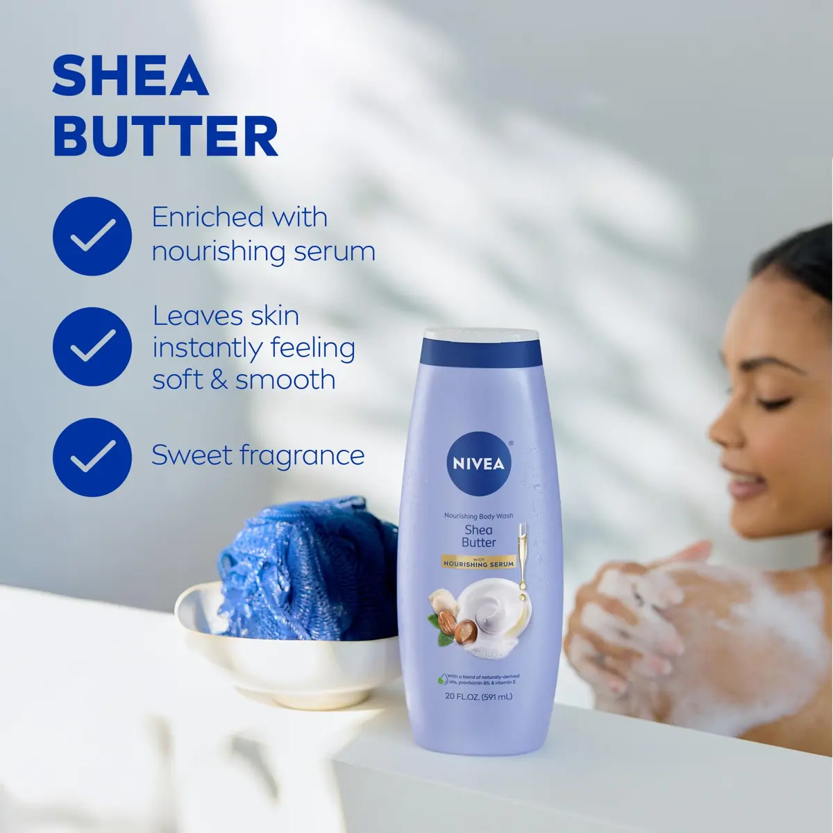 NIVEA Nourishing Shea Butter Body Wash with Nourishing Serum 591ml (20 Fl Oz) | Hydrates Dry Skin - view 3