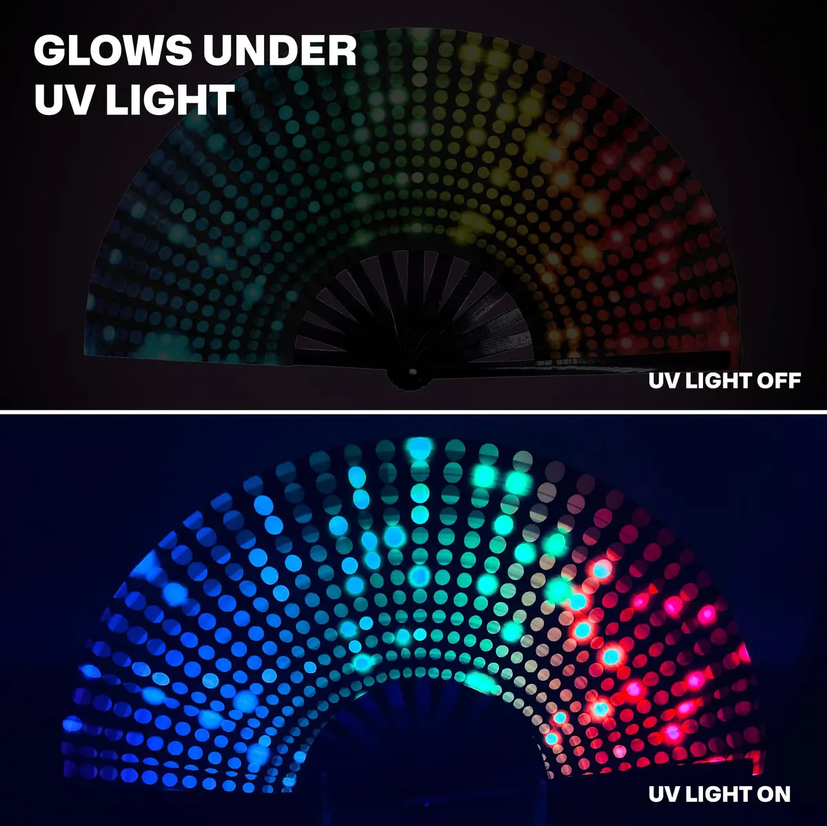 SoJourner Bags Bright Lights Rave Fan - Large Folding Clack Fan for Men and Women | EDM, Festival Accessory - view 6