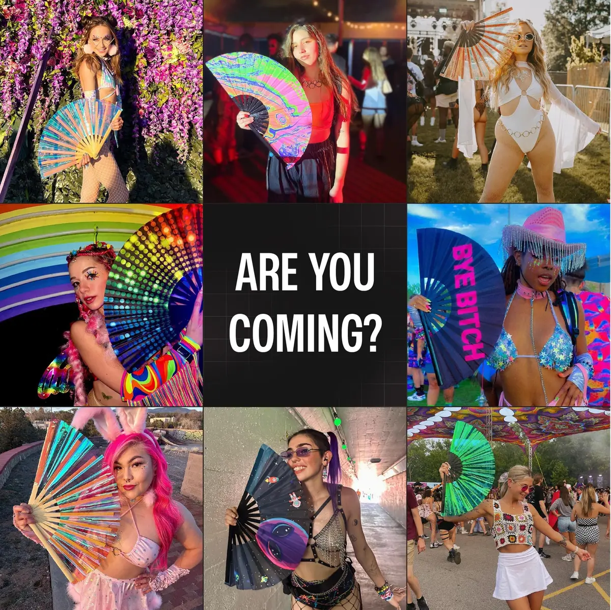 SoJourner Bags Bright Lights Rave Fan - Large Folding Clack Fan for Men and Women | EDM, Festival Accessory - view 7