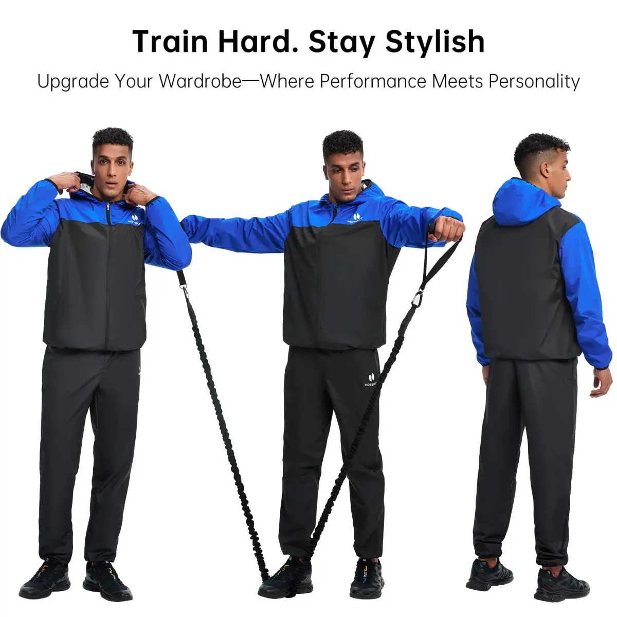 HOTSUIT Sauna Suit for Men Weight Loss Sweat Suits Jacket Pant Full Body Blue 5XL | Enhance Workout Effect - view 3