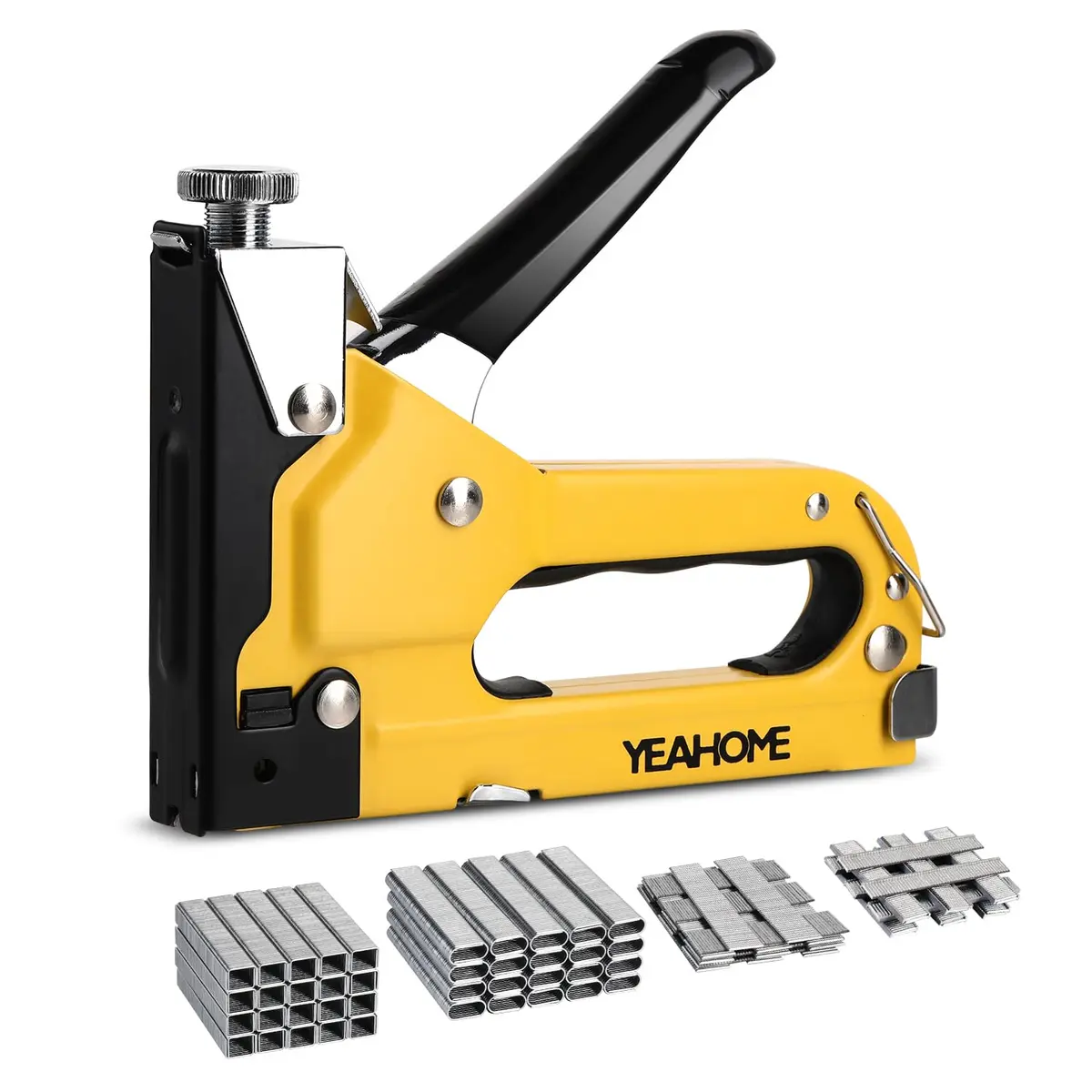 YEAHOME Heavy Duty Upholstery Staple Gun 4-in-1 | Rust-Proof Steel, 4000 Staples, Adjustable Power - main product image