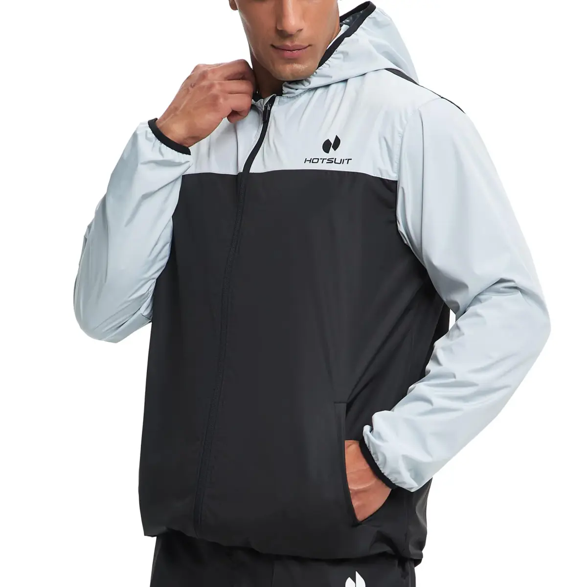 HOTSUIT Men's Sauna Suit Jacket White L | Enhances Workout Effect, Increases Sweat 5x - main product image
