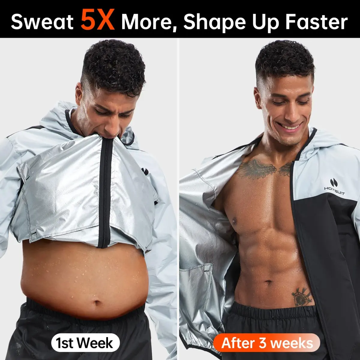 HOTSUIT Men's Sauna Suit Jacket White L | Enhances Workout Effect, Increases Sweat 5x - view 4