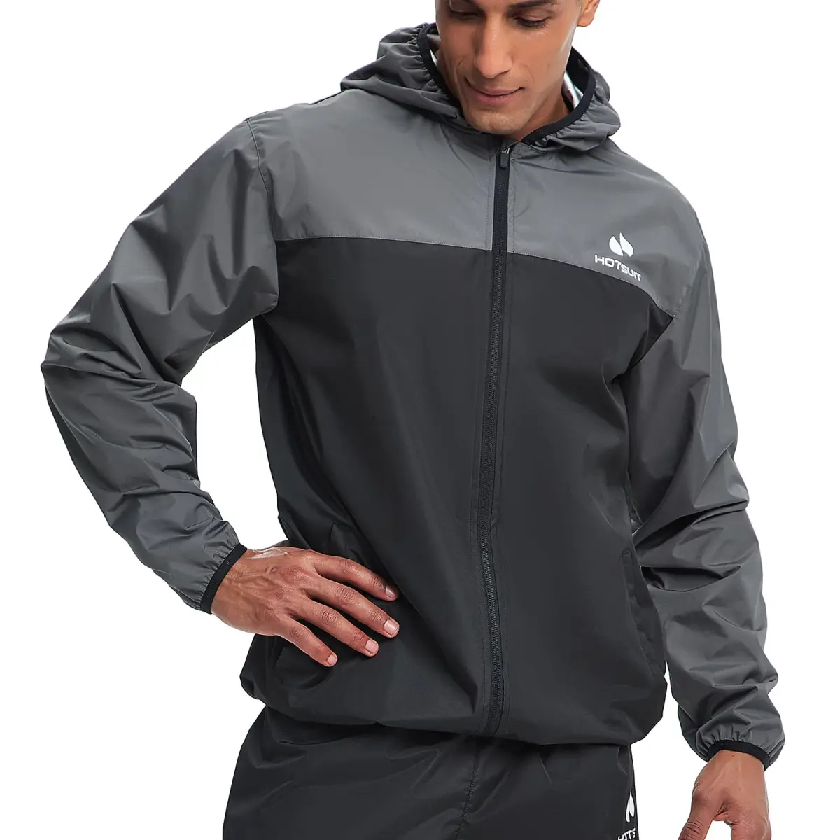 HOTSUIT Men's Sauna Suit Jacket Gray 5XL | Sweat-Inducing Workout Gear - main product image