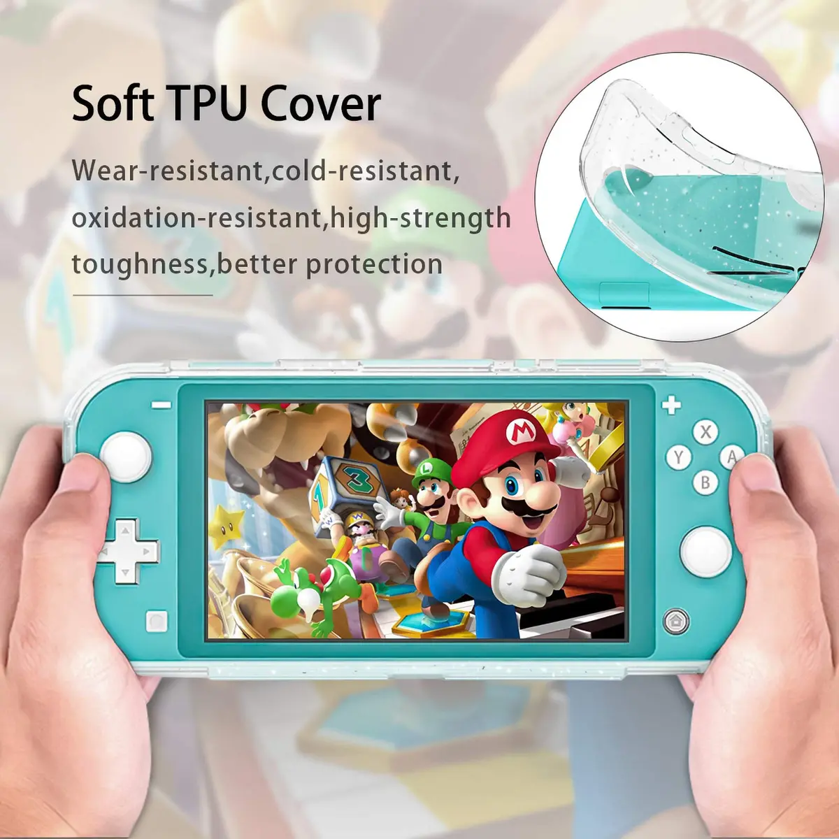 DLseego Protective Case for Nintendo Switch Lite, Glitter Bling Soft TPU Cover with Shock-Absorption and Anti-Scratch Design - Crystal Glitter - view 4