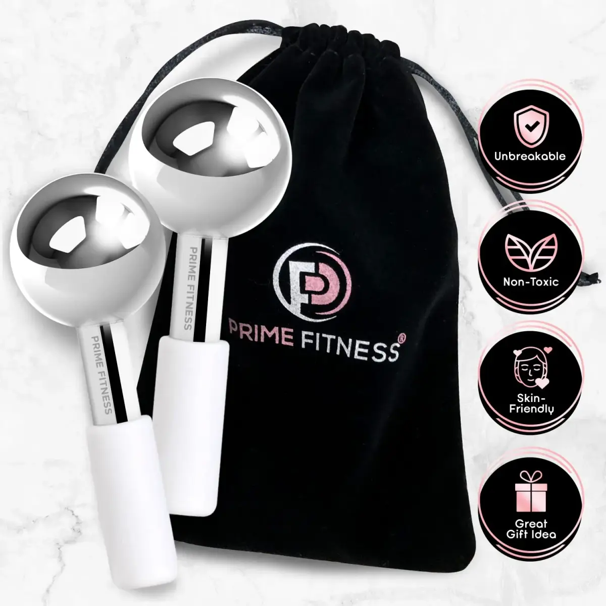 PRIME Fitness Ice Globes for Facials | Unbreakable Steel Cooling Roller 2 Count (Pack of 1) | Stimulate Circulation, Reduce Puffiness, Wrinkles - view 5