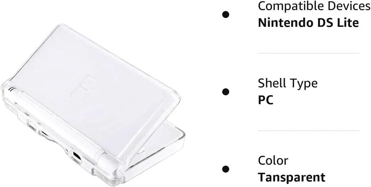 KlsyChry Transparent Hard Shell Case Cover for Nintendo DS Lite | Crystal Clear Housing, Scratch-Resistant (13.7x7.7x2.5cm) - view 6