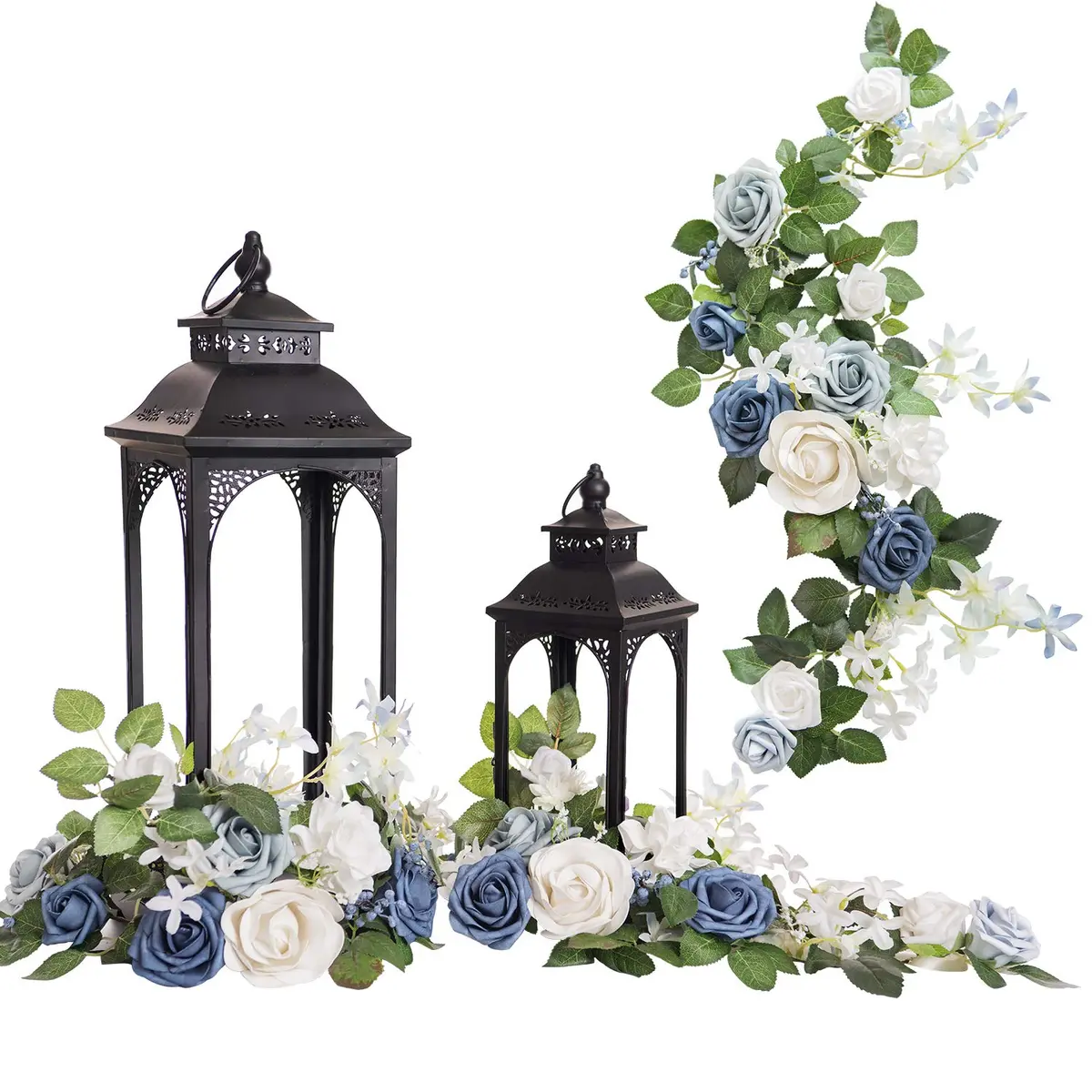 Ling's moment 6-Pack 2 ft Artificial Flower Garlands, Dutch Blue & White | Elegant Wedding Decor - main product image