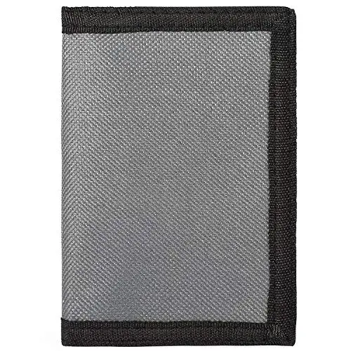 AI-DEE RFID Trifold Canvas Outdoor Sports Wallet for Kids - Pure Grey | Hook & Loop Closure - view 3