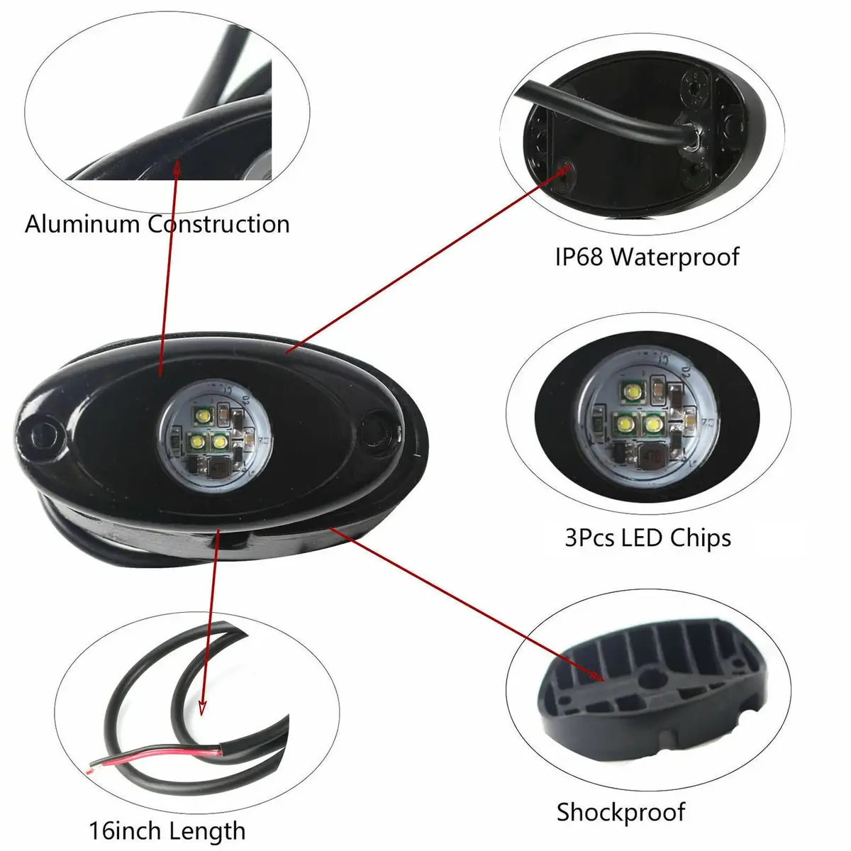 FABOOD F Vehicle Accent Light Pods | Waterproof 12V/24V White LED Underbody Glow - view 8