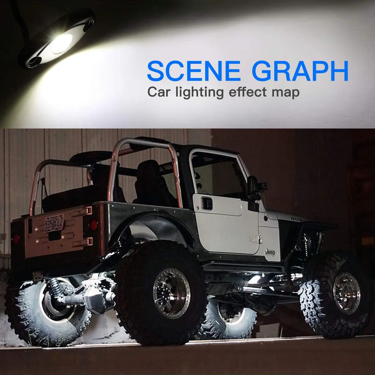 FABOOD F Vehicle Accent Light Pods | Waterproof 12V/24V White LED Underbody Glow - view 2