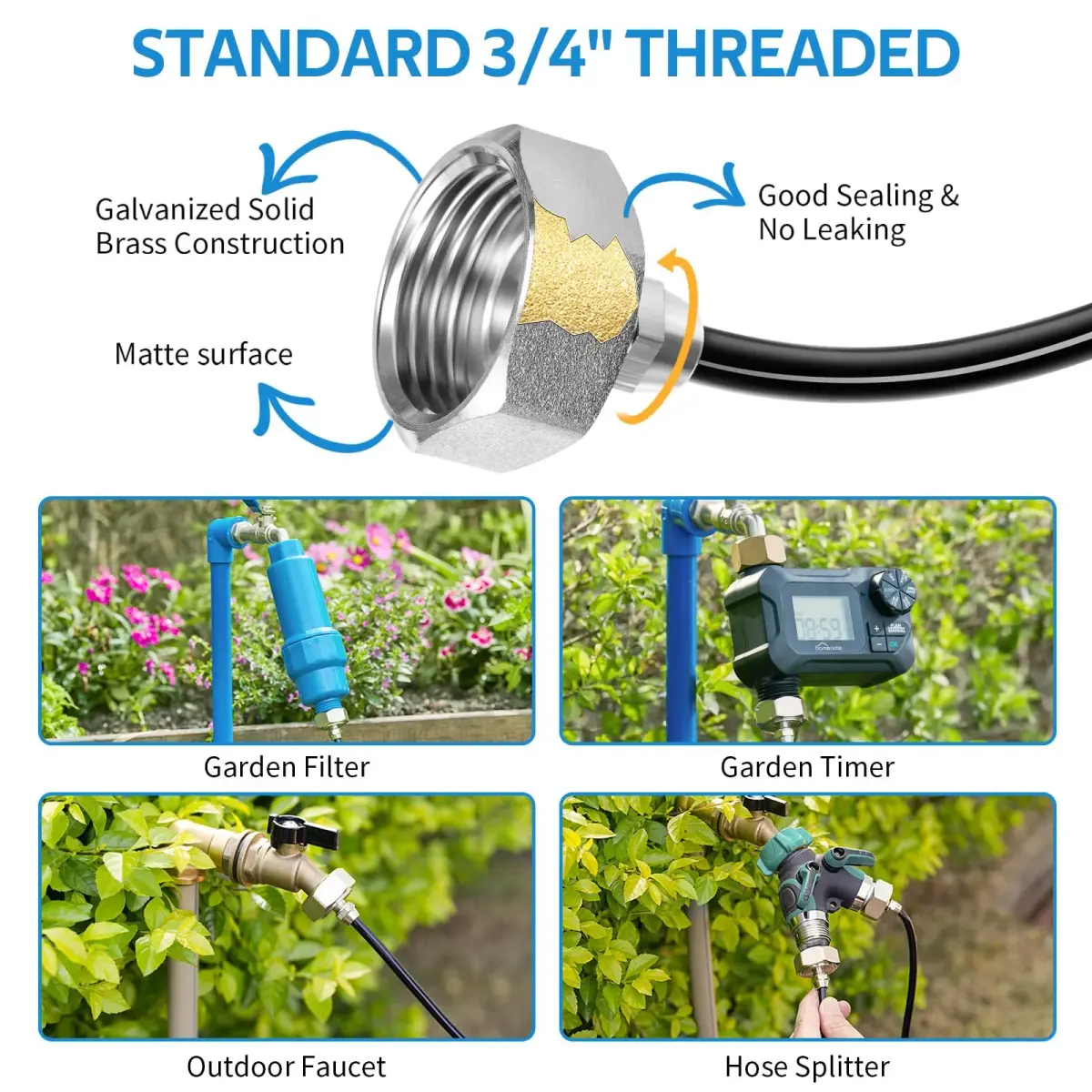 homenote Misting Cooling System 59FT (18M) | 20 Brass Nozzles, 3/4" Adapter, Outdoor Mister for Patio, Garden, Greenhouse - view 3