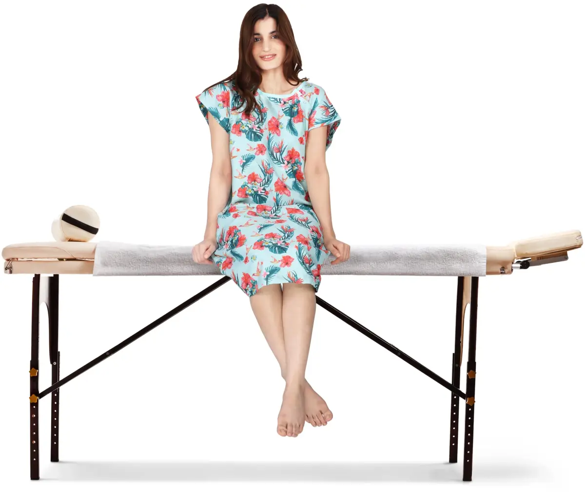 Utopia Care Women's Hospital Gown Floral Blue Small-Medium | Easy Access Snap Front & Back Coverage - view 5