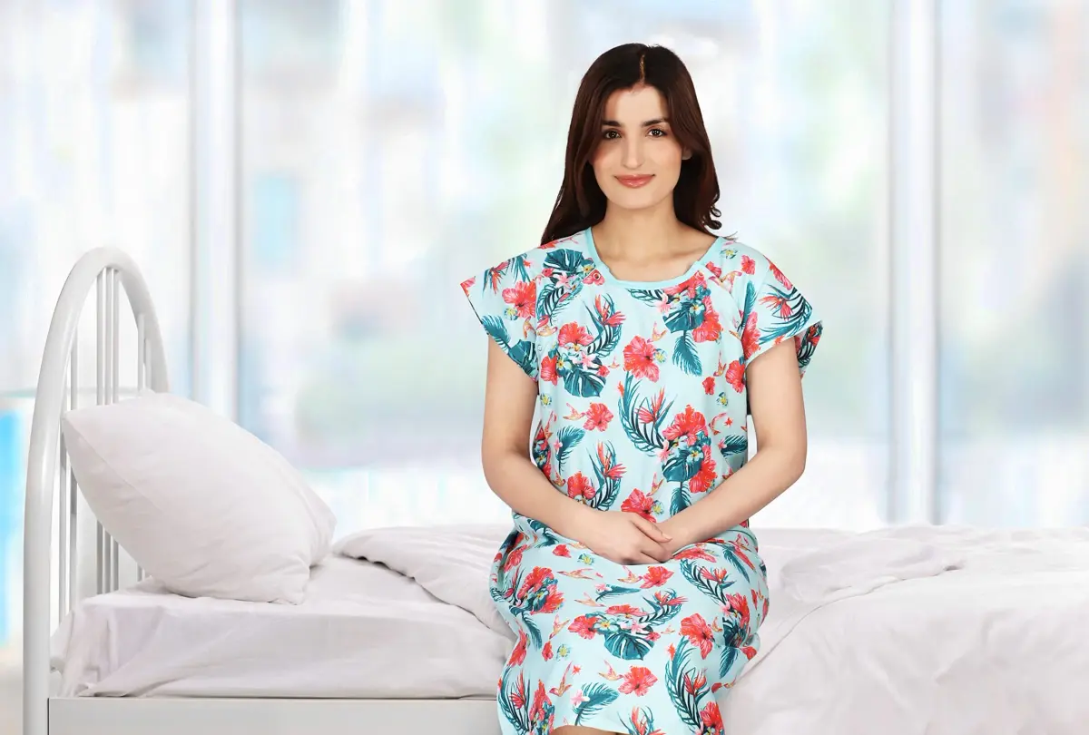 Utopia Care Women's Hospital Gown Floral Blue Small-Medium | Easy Access Snap Front & Back Coverage - view 7