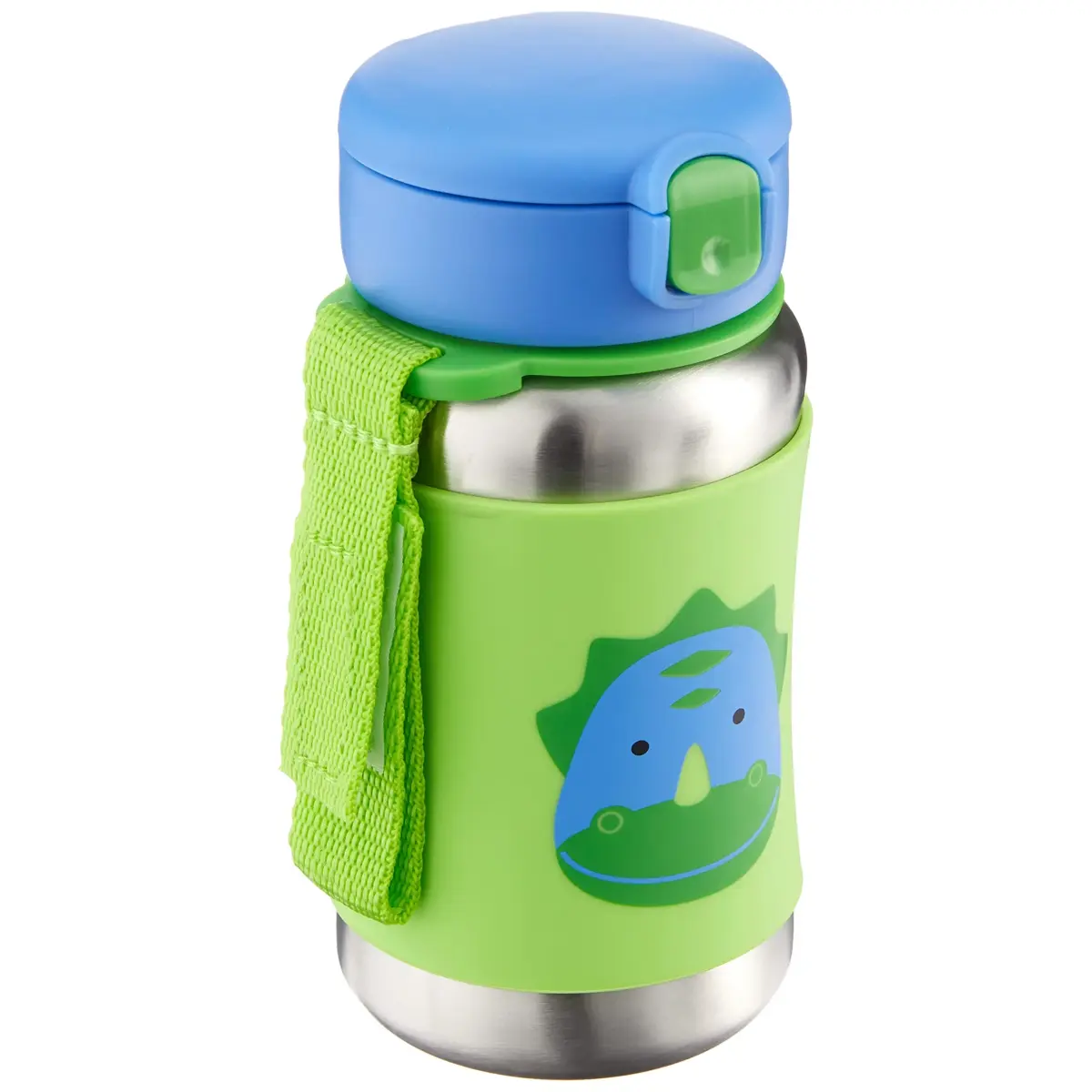 Skip Hop Zoo Stainless Steel Straw Bottle Dino 350ml (12 oz) | Spill-Proof Toddler Cup - main product image