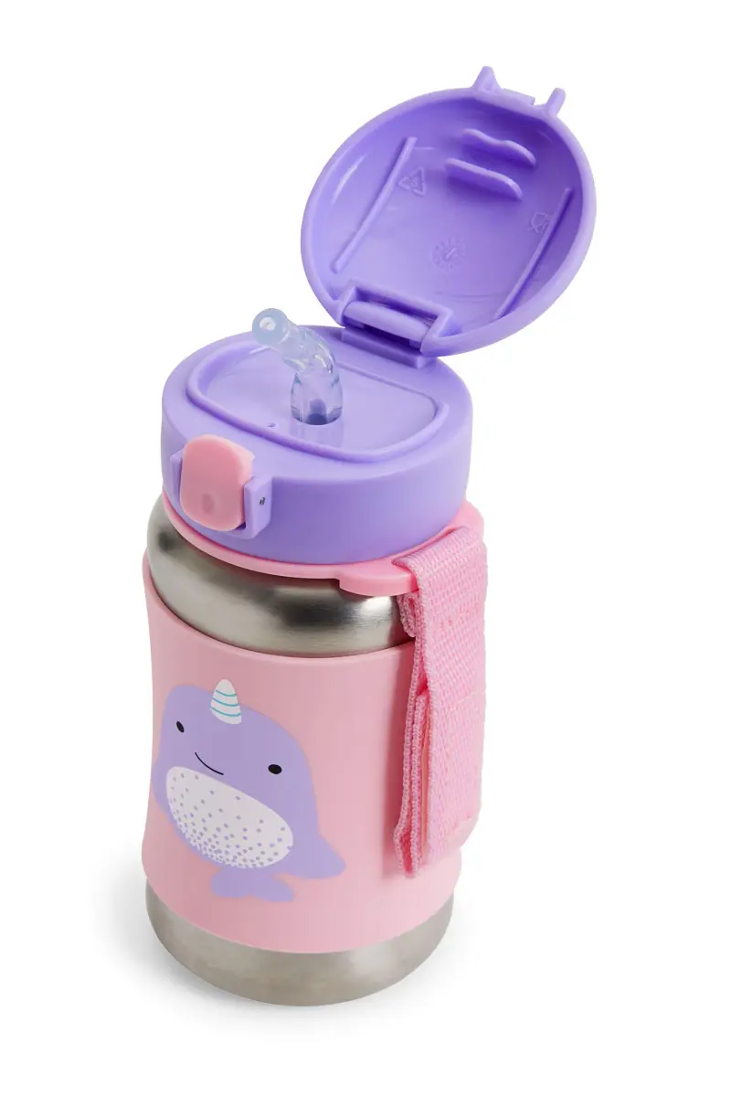 Skip Hop Zoo Stainless Steel Straw Bottle - Narwhal Blue Toddler Cup 350ml - view 2
