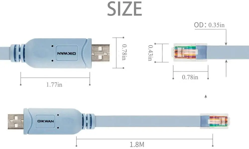 OIKWAN USB to RJ45 Console Cable 3m (10ft) Blue | FTDI Chip for Cisco Routers & Switches - view 4