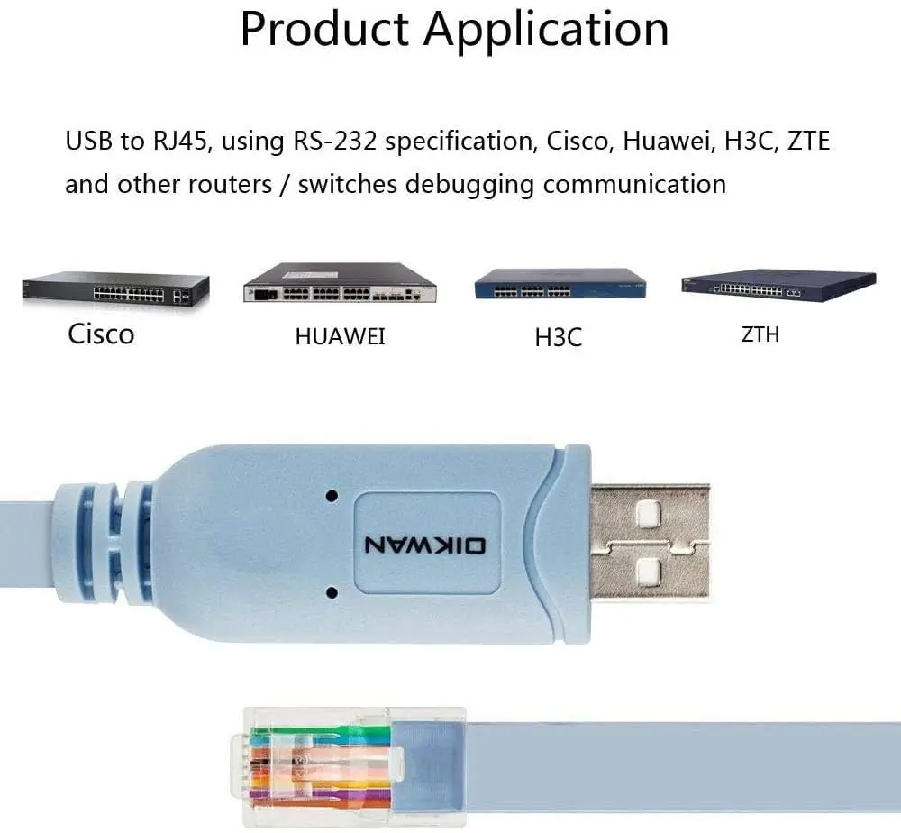 OIKWAN USB to RJ45 Console Cable 3m (10ft) Blue | FTDI Chip for Cisco Routers & Switches - view 3