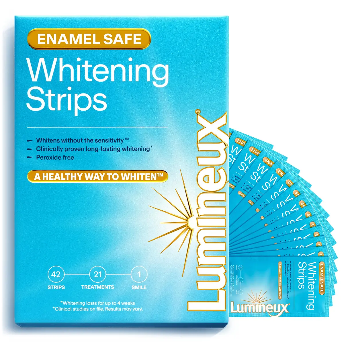 Lumineux Teeth Whitening Strips 21 Treatments (3 Months) | Peroxide-Free, Enamel-Safe, Dentist-Formulated - main product image