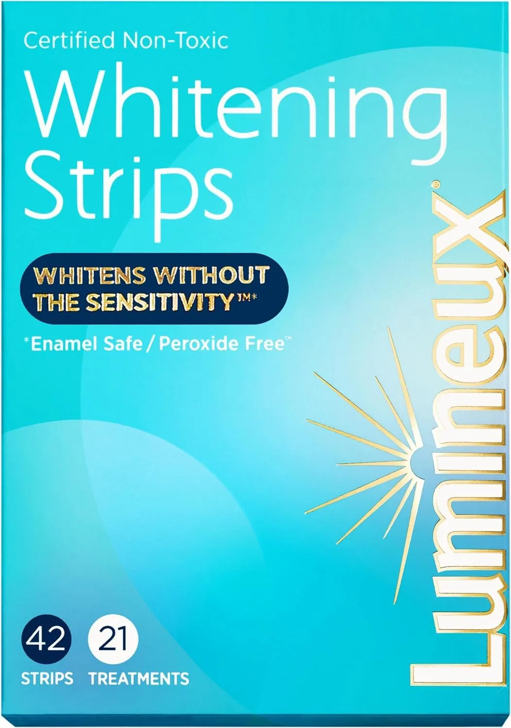 Lumineux Teeth Whitening Strips - 21 Treatments (3 Months) - Peroxide Free - Enamel Safe for Whiter Teeth - main product image