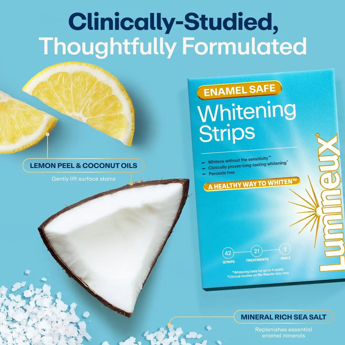 Lumineux Teeth Whitening Strips 21 Treatments (3 Months) | Peroxide-Free, Enamel-Safe, Dentist-Formulated - view 5