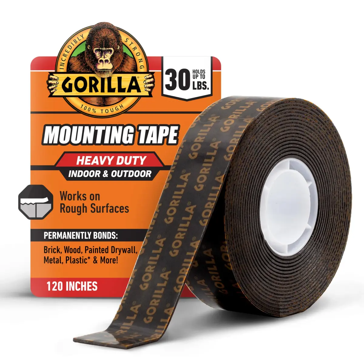 Gorilla Heavy Duty Double Sided Mounting Tape Black 1" x 120" (30.48cm x 30.48m) | Holds Up to 30 lbs - main product image