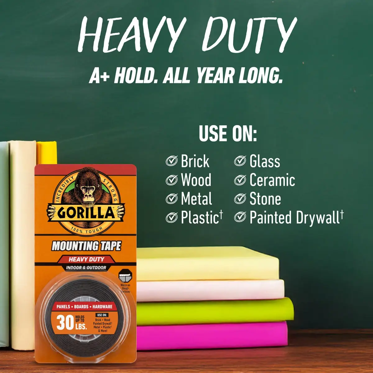 Gorilla Heavy Duty Double Sided Mounting Tape Black 1" x 120" (30.48cm x 30.48m) | Holds Up to 30 lbs - view 3