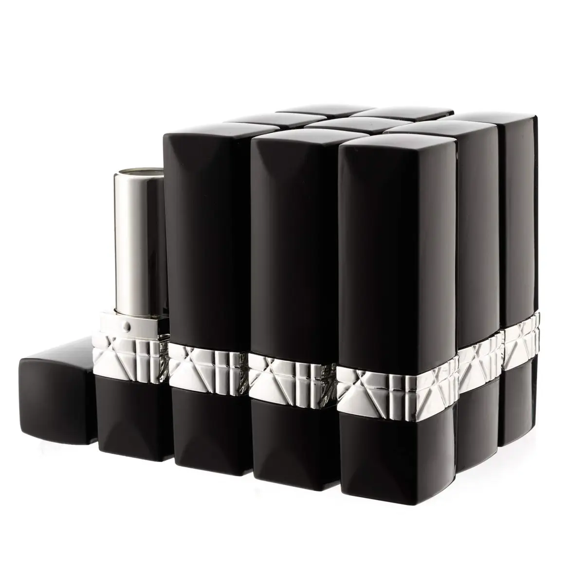 Allwon 10Pcs Black Empty Lipstick Tubes DIY Lip Balm Container | Rectangle Tube for Custom Lipstick (approx 75mm x 20mm) - main product image