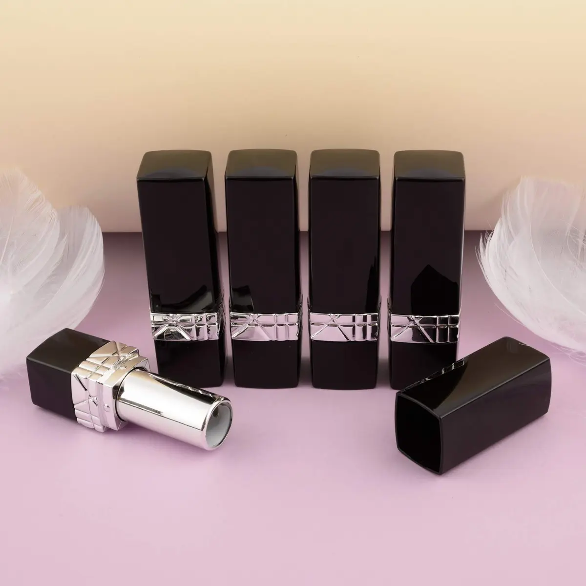 Allwon 10Pcs Black Empty Lipstick Tubes DIY Lip Balm Container | Rectangle Tube for Custom Lipstick (approx 75mm x 20mm) - view 3