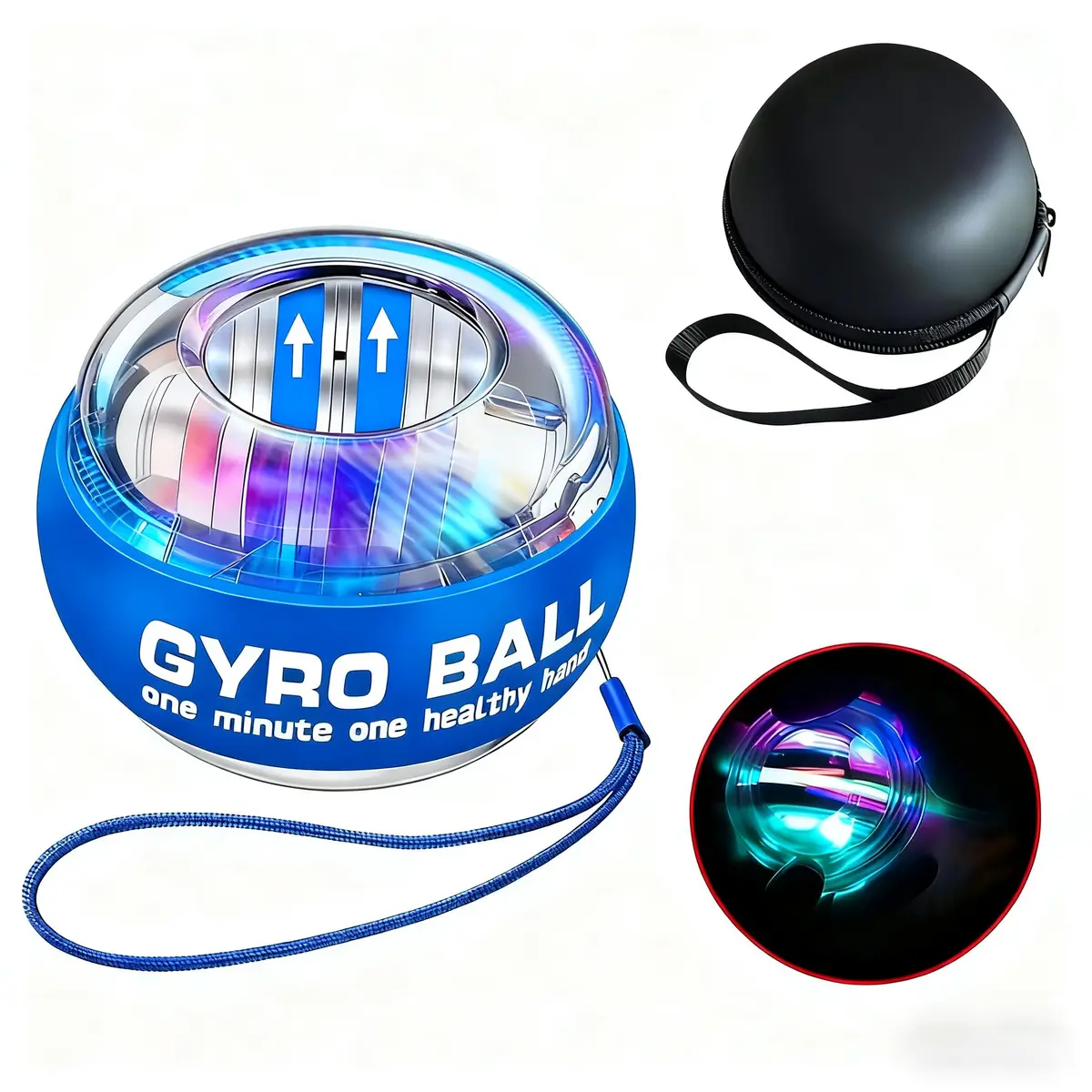GOZATO Auto-Start Wrist Power Gyro Ball with LED Lights, Wrist Strengthener and Forearm Exerciser 358g (0.79lb) | Grips & Strengthens Arms - main product image
