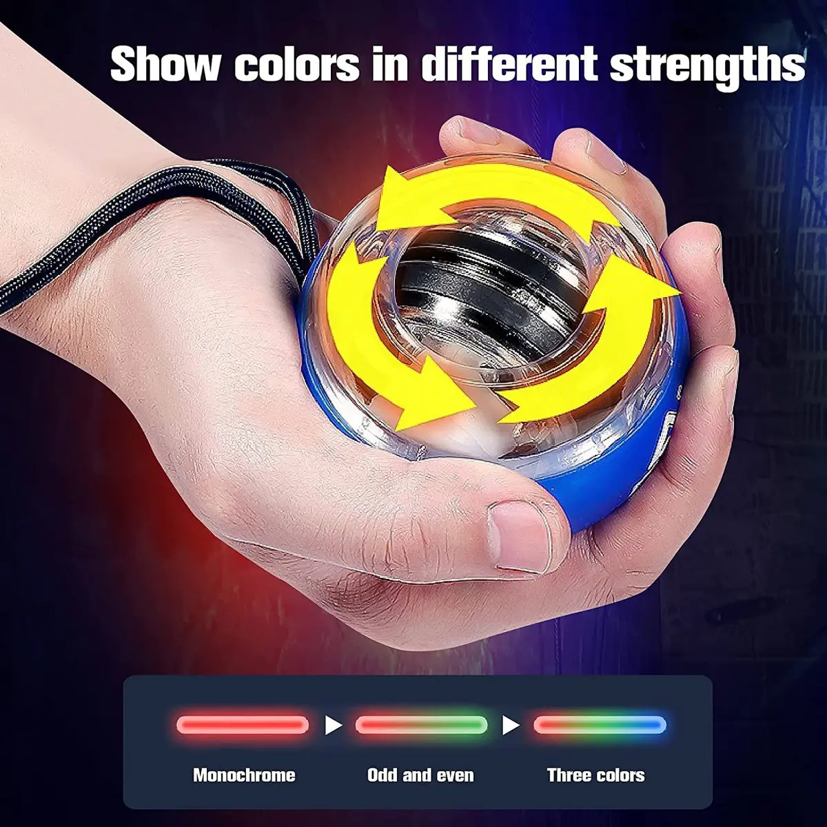 GOZATO Auto-Start Wrist Power Gyro Ball with LED Lights, Wrist Strengthener and Forearm Exerciser 358g (0.79lb) | Grips & Strengthens Arms - view 4