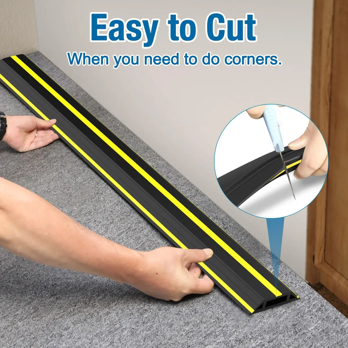 Eapele Heavy Duty Floor Cable Cover Protector 3.03" Wide x 10 ft Long | Prevents Trip Hazards - view 4