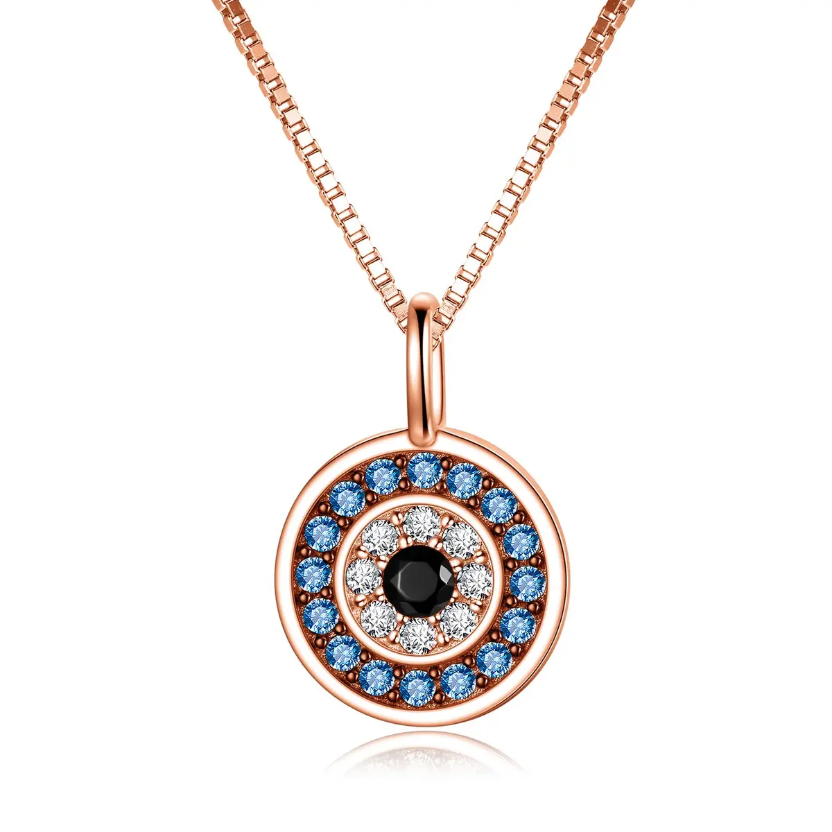 PEIMKO Evil Eye Pendant Necklace for Women 925 Sterling Silver Rose Gold | Greek Protection Jewelry - main product image