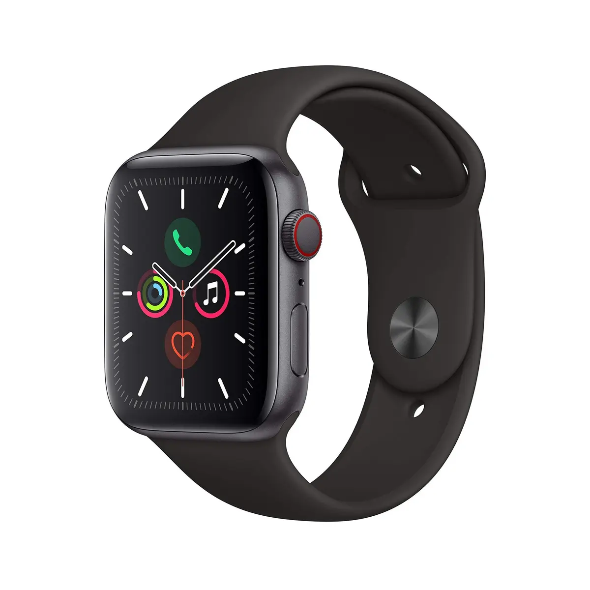 Apple Watch Series 5 GPS + Cellular 44MM Space Gray Aluminum with Black Sport Band | Always-On Retina Display - main product image