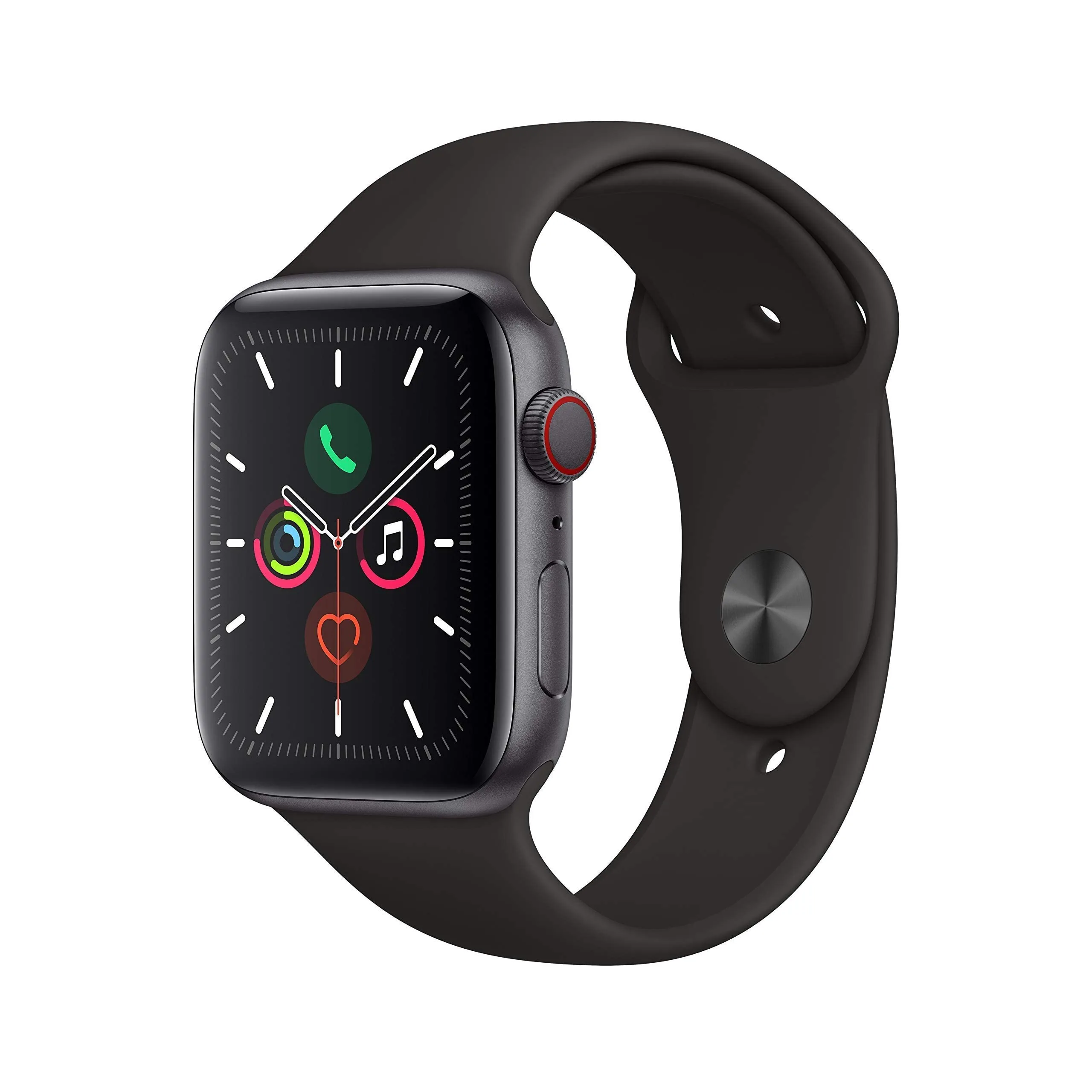 Apple Watch Series 5 (GPS + Cellular, 44MM) - Space Gray Aluminum Case with Black Sport Band | Always-On Retina Display - main product image
